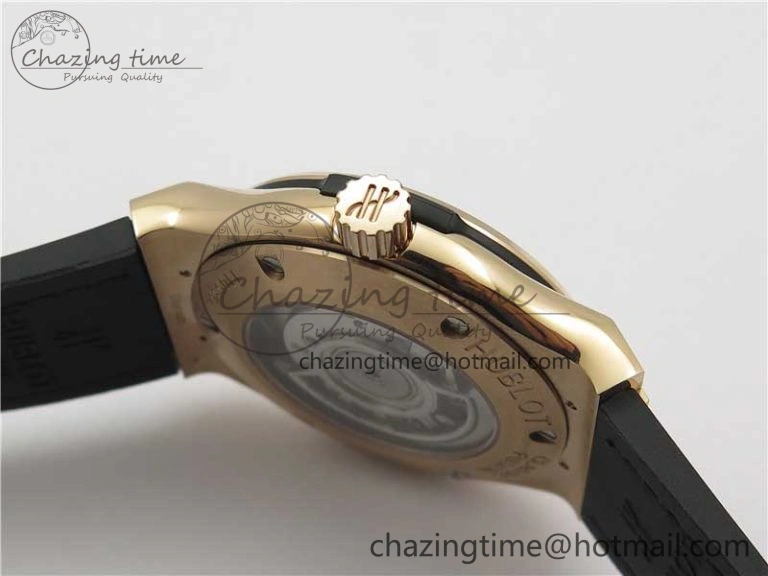 Classic Fusion 42mm RG Paved Diamonds Case Bezel B50F Gray Dial On Gummy Strap A2892