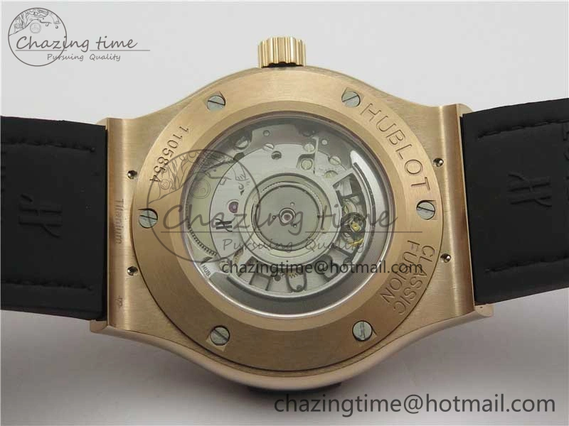 Classic Fusion 42mm RG Paved Diamonds Case Bezel B50F Gray Dial On Gummy Strap A2892