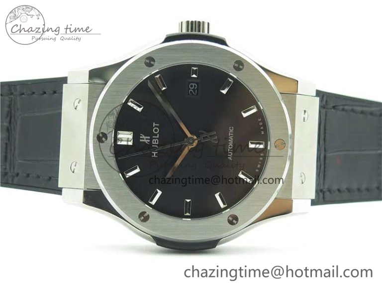 Classic Fusion 42mm SS B50 Black Dial On Black Gummy Strap A2892