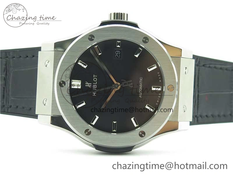 Classic Fusion 42mm SS B50 Black Dial On Black Gummy Strap A2892