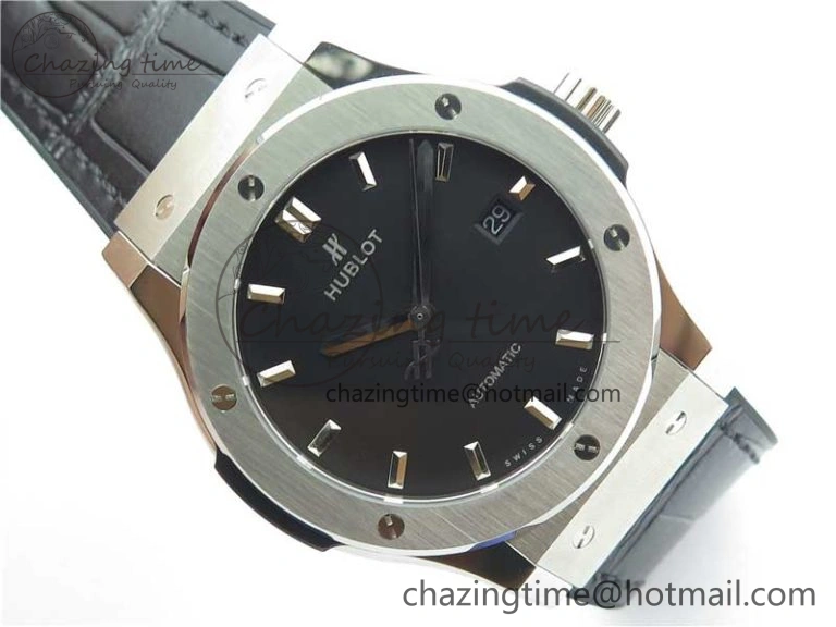 Classic Fusion 42mm SS B50 Black Dial On Black Gummy Strap A2892