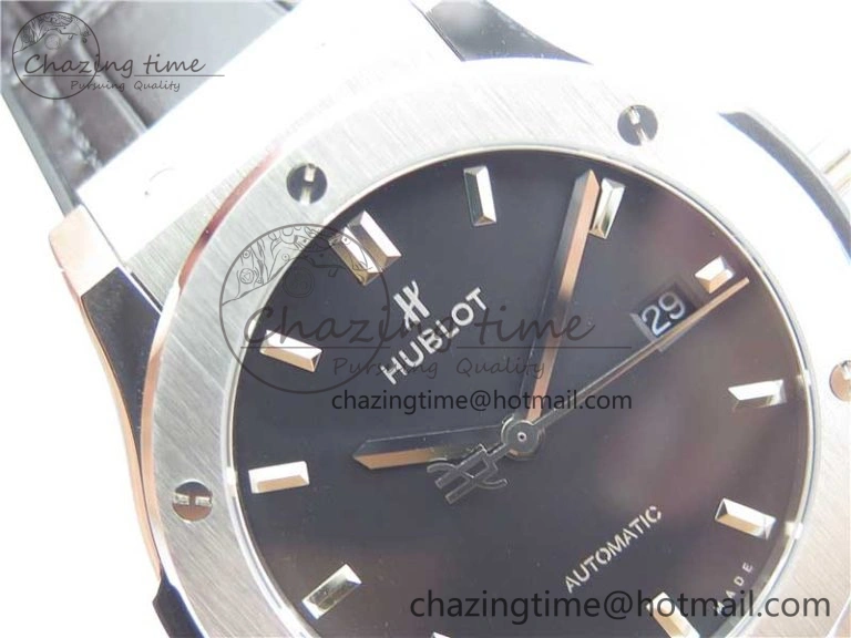 Classic Fusion 42mm SS B50 Black Dial On Black Gummy Strap A2892