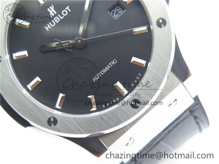 Classic Fusion 42mm SS B50 Black Dial On Black Gummy Strap A2892