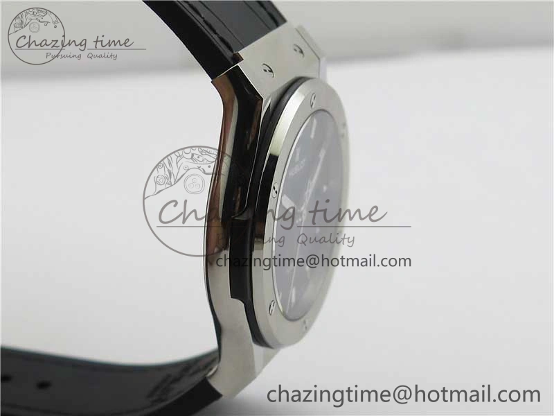 Classic Fusion 42mm SS B50 Black Dial On Black Gummy Strap A2892