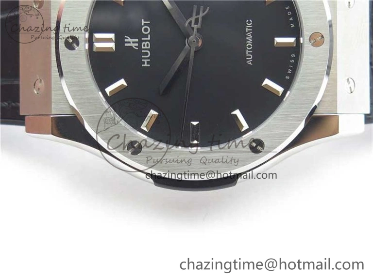 Classic Fusion 42mm SS B50 Black Dial On Black Gummy Strap A2892