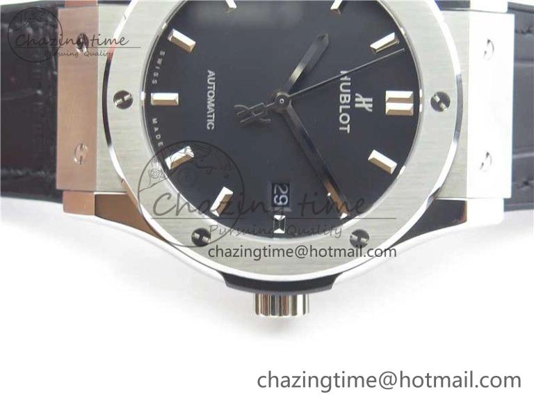 Classic Fusion 42mm SS B50 Black Dial On Black Gummy Strap A2892