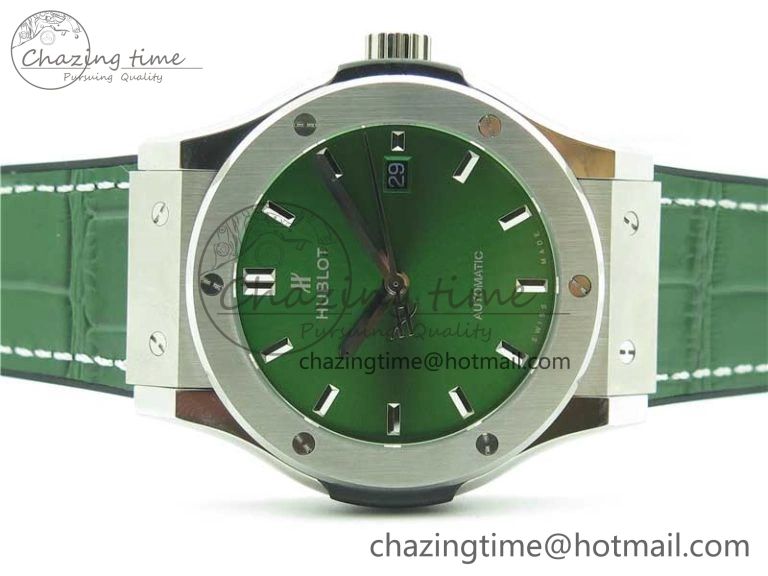Classic Fusion 42mm SS B50 Green Dial On Green Gummy Strap A2892