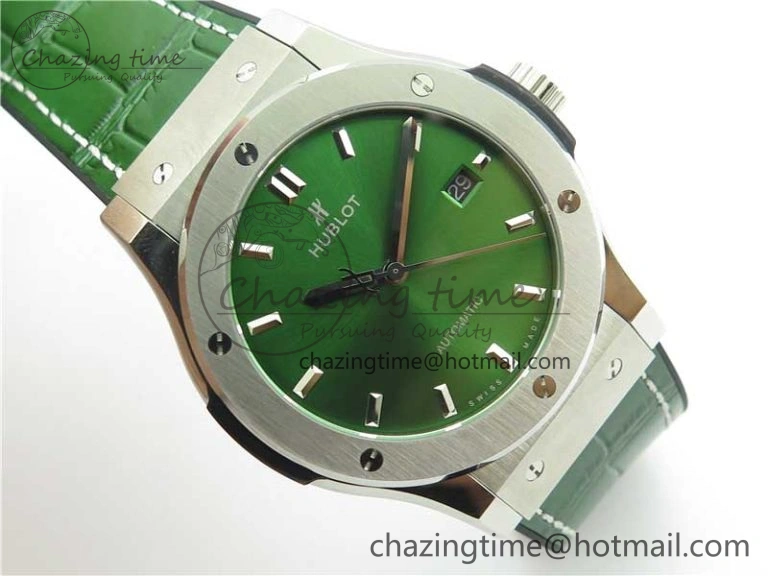 Classic Fusion 42mm SS B50 Green Dial On Green Gummy Strap A2892