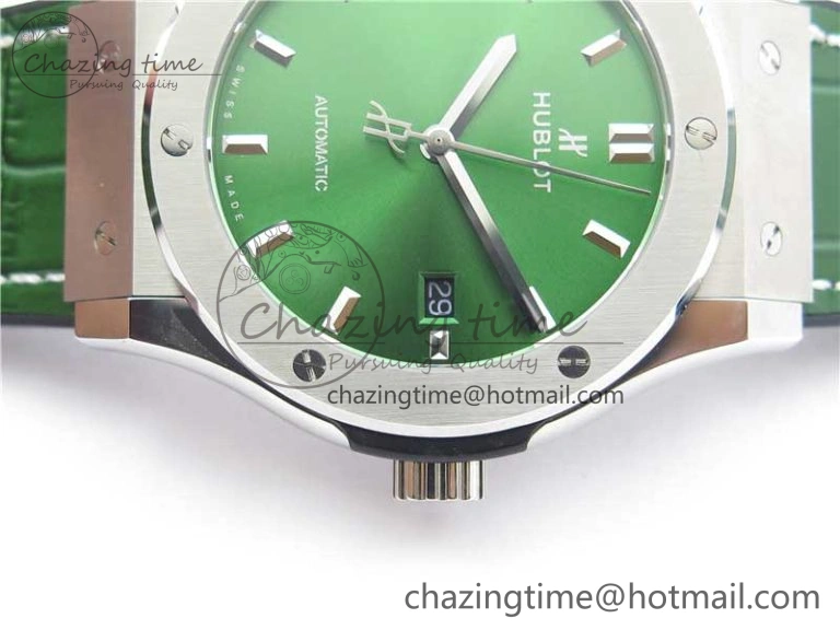 Classic Fusion 42mm SS B50 Green Dial On Green Gummy Strap A2892