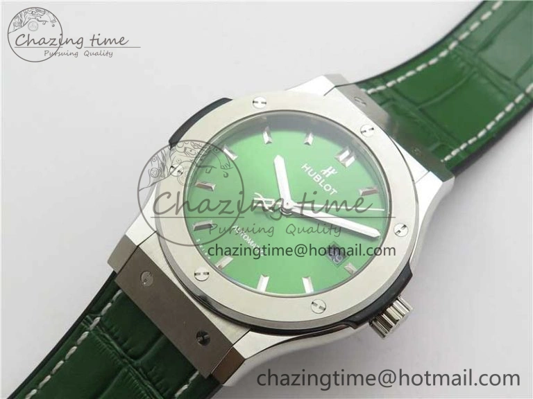 Classic Fusion 42mm SS B50 Green Dial On Green Gummy Strap A2892