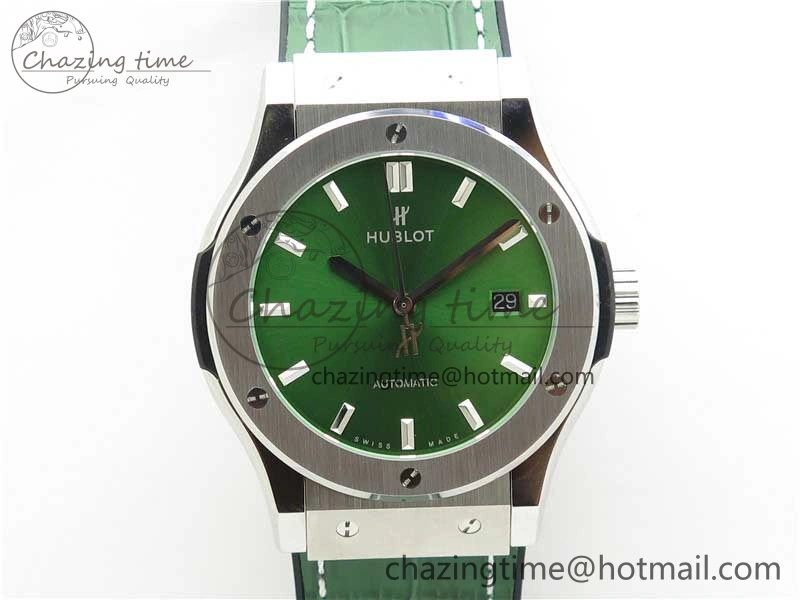 Classic Fusion 42mm SS B50 Green Dial On Green Gummy Strap A2892