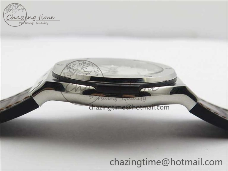 Classic Fusion 42mm SS B50 White Dial On Brown Gummy Strap A2892
