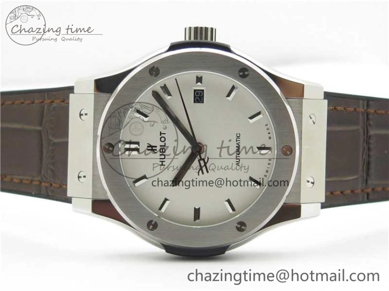 Classic Fusion 42mm SS B50 White Dial On Brown Gummy Strap A2892