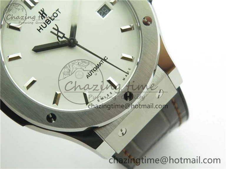 Classic Fusion 42mm SS B50 White Dial On Brown Gummy Strap A2892