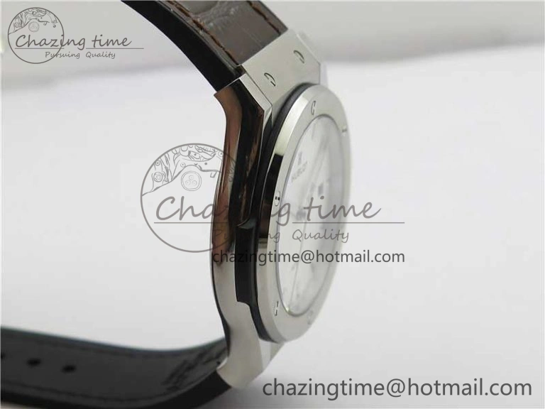 Classic Fusion 42mm SS B50 White Dial On Brown Gummy Strap A2892