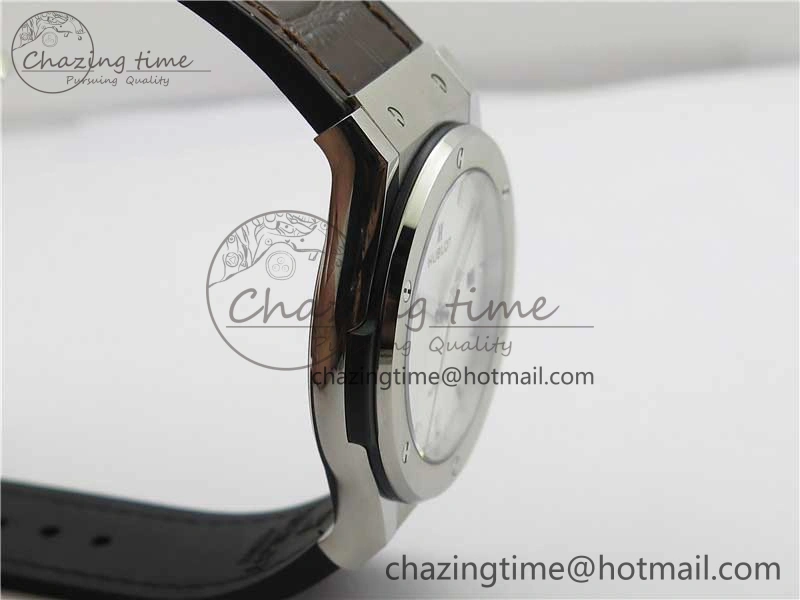 Classic Fusion 42mm SS B50 White Dial On Brown Gummy Strap A2892