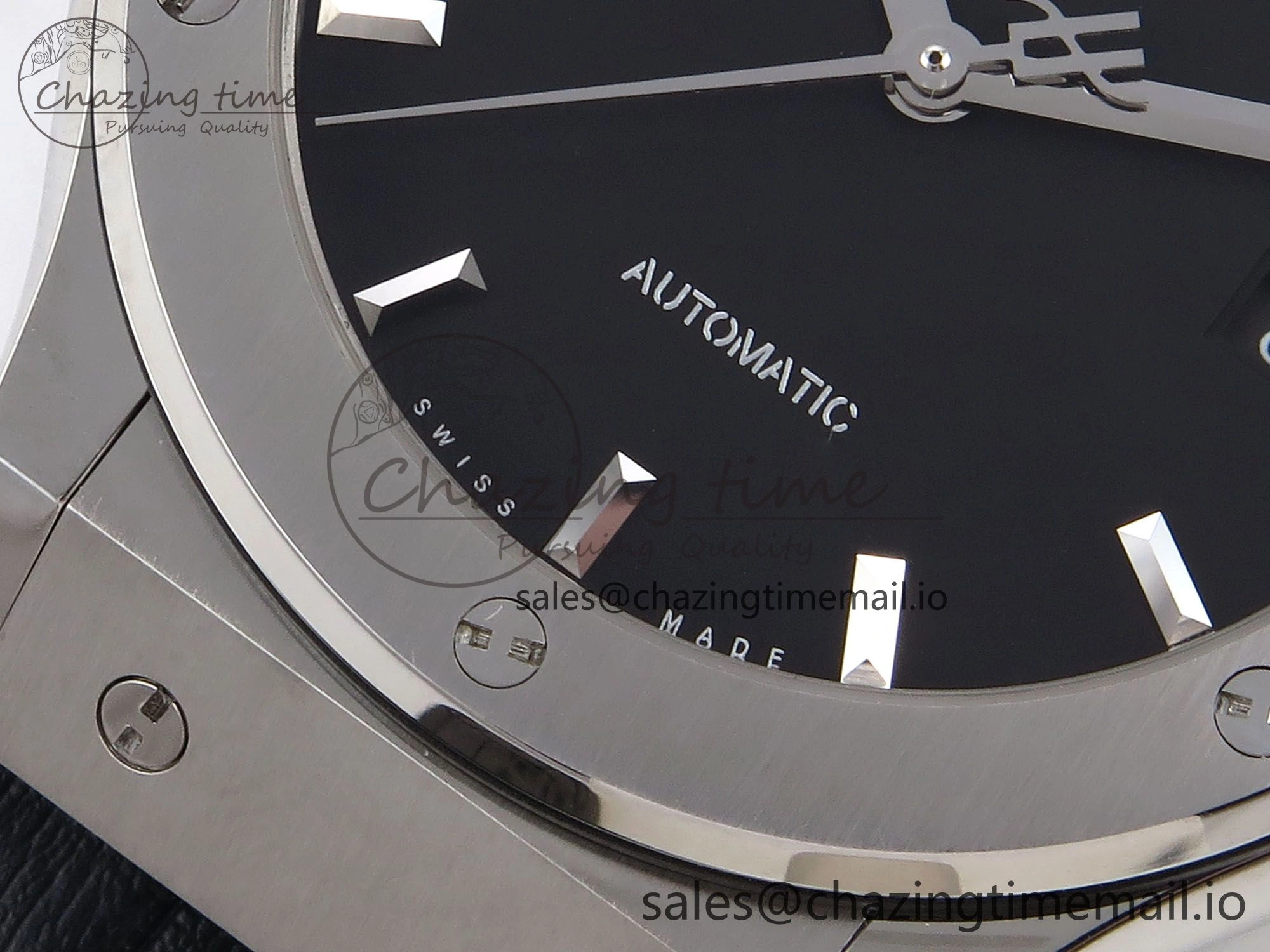 Classic Fusion 42mm SS JJF 1:1 Best Edition Black Dial on Black Gummy Leather Strap