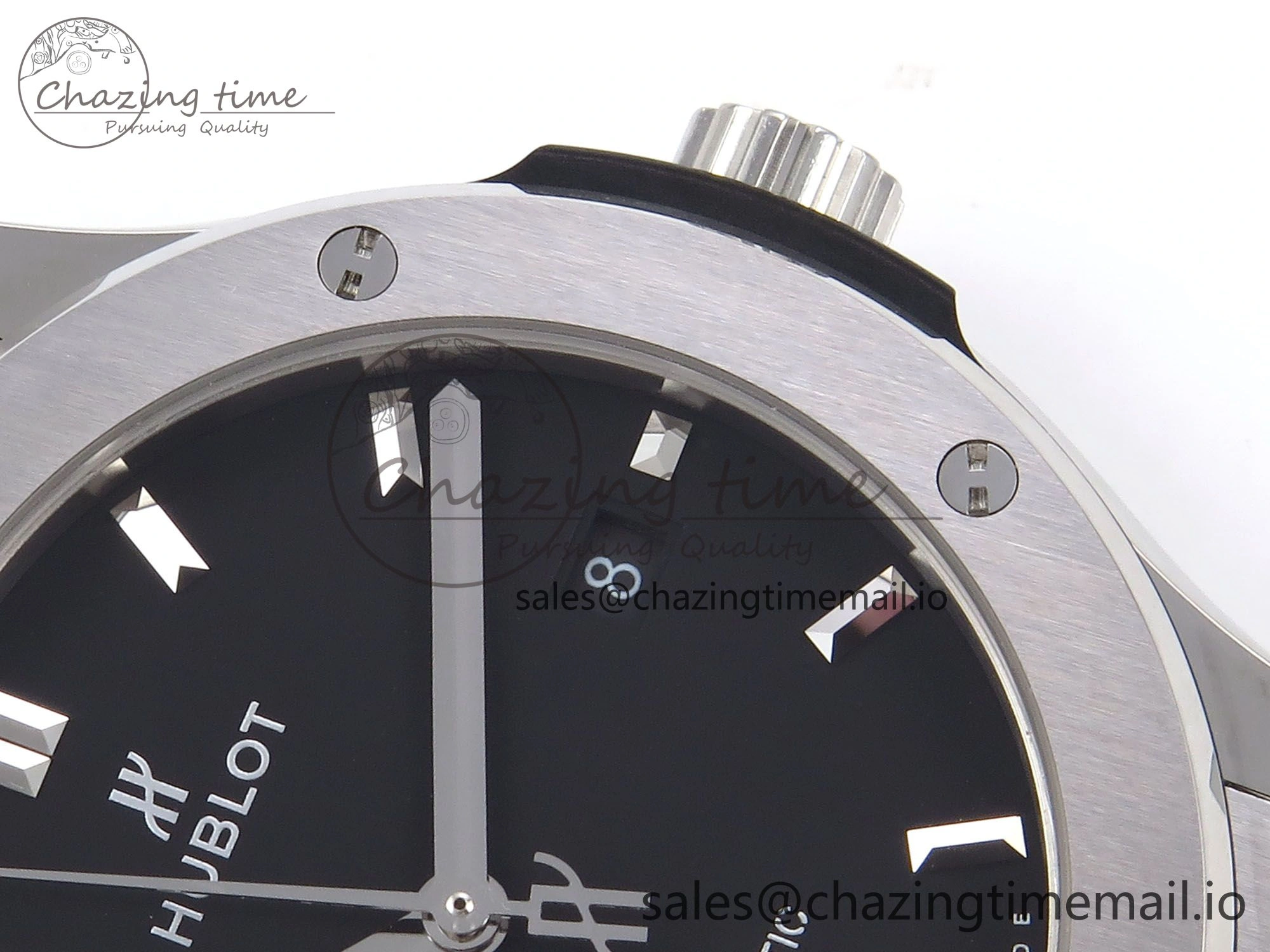 Classic Fusion 42mm SS JJF 1:1 Best Edition Black Dial on Black Gummy Leather Strap