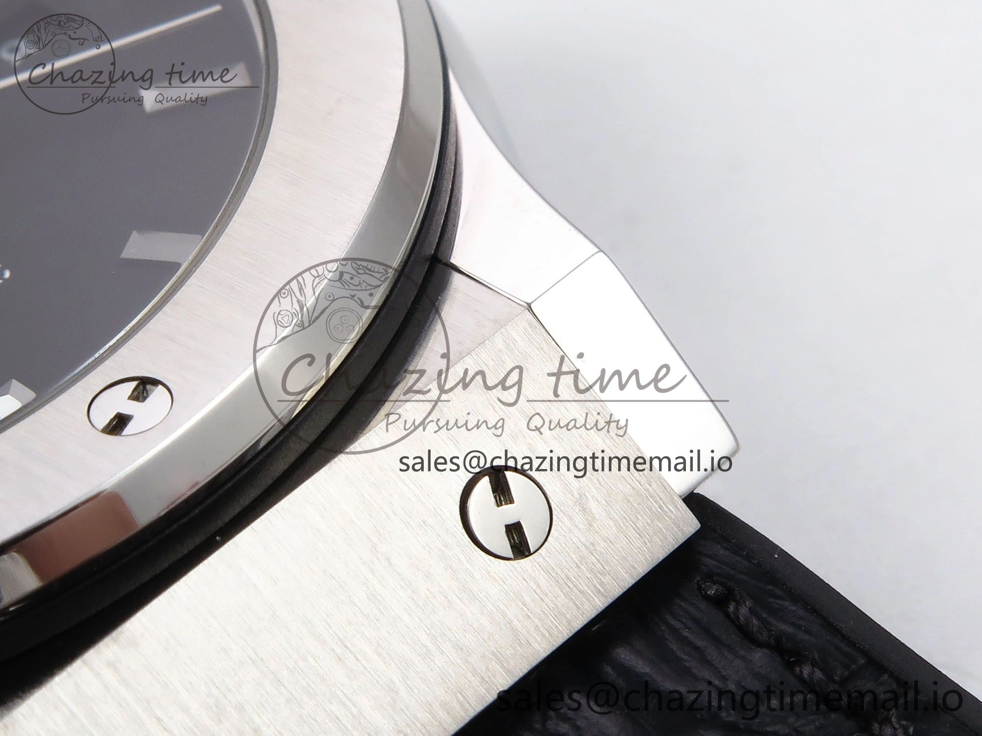 Classic Fusion 42mm SS JJF 1:1 Best Edition Black Dial on Black Gummy Leather Strap