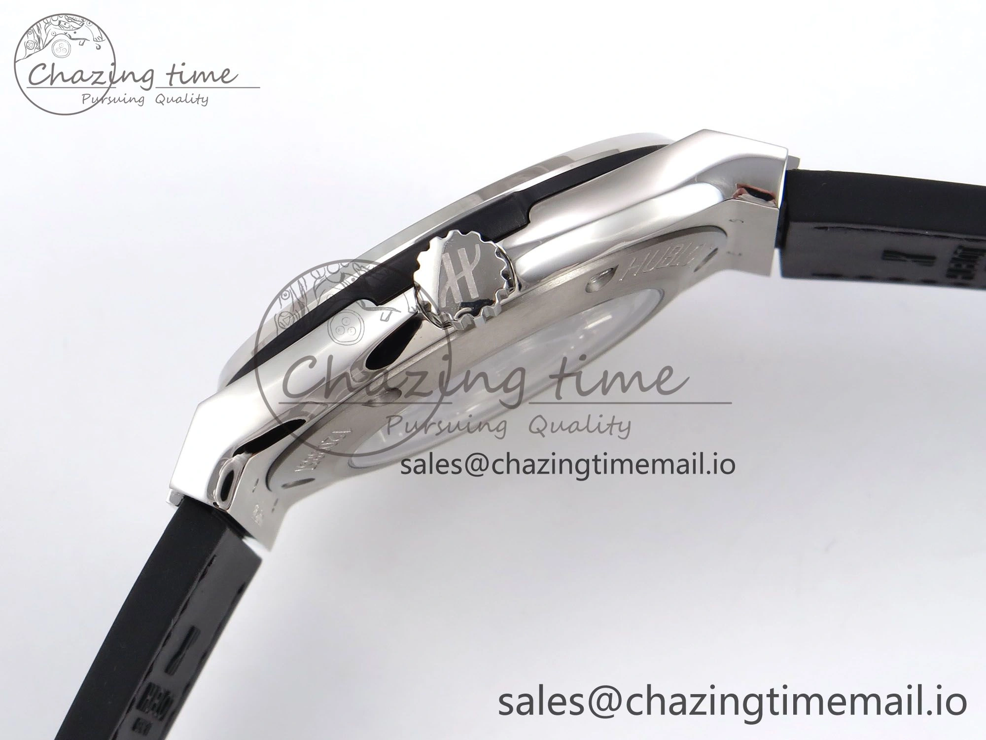 Classic Fusion 42mm SS JJF 1:1 Best Edition Black Dial on Black Gummy Leather Strap