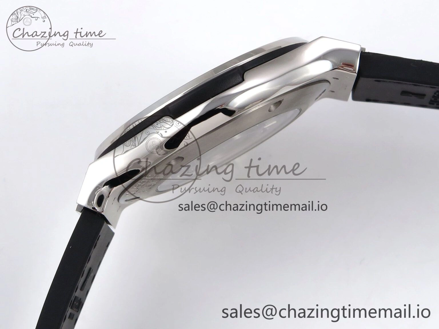 Classic Fusion 42mm SS JJF 1:1 Best Edition Black Dial on Black Gummy Leather Strap
