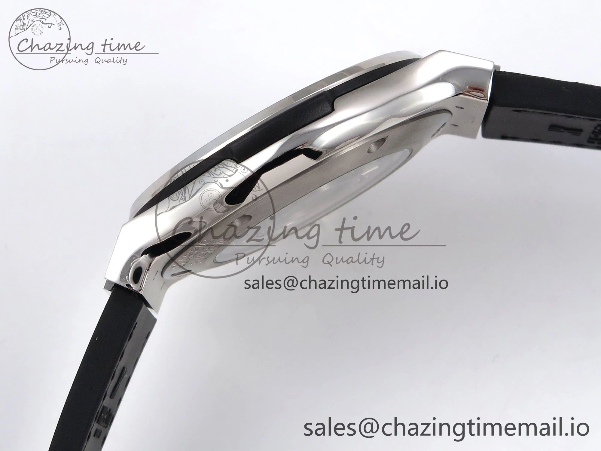 Classic Fusion 42mm SS JJF 1:1 Best Edition Black Dial on Black Gummy Leather Strap