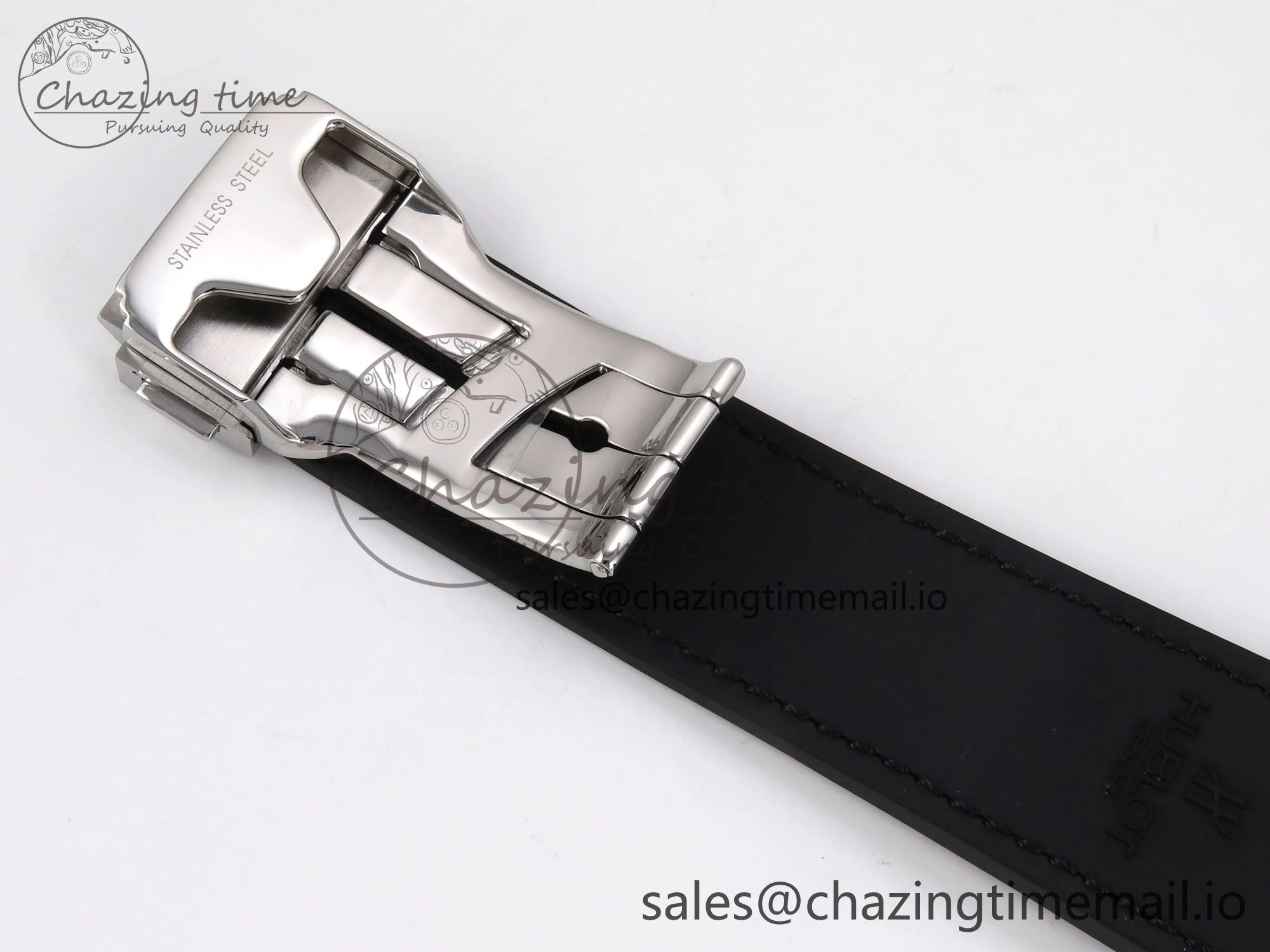 Classic Fusion 42mm SS JJF 1:1 Best Edition Black Dial on Black Gummy Leather Strap