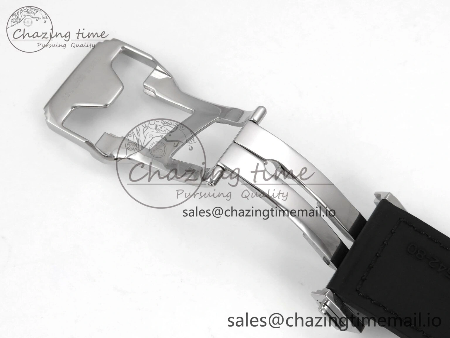 Classic Fusion 42mm SS JJF 1:1 Best Edition Black Dial on Black Gummy Leather Strap