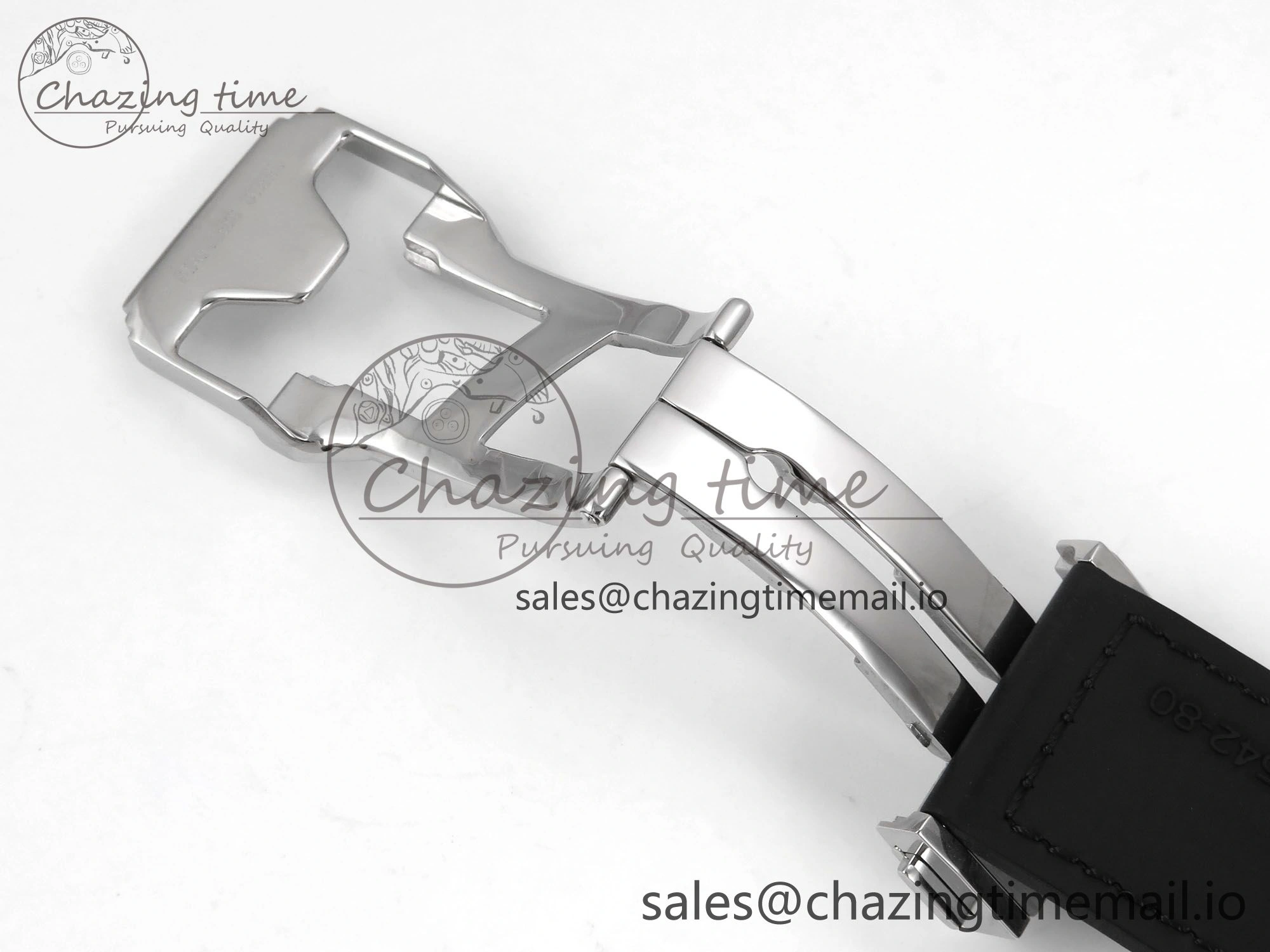 Classic Fusion 42mm SS JJF 1:1 Best Edition Black Dial on Black Gummy Leather Strap