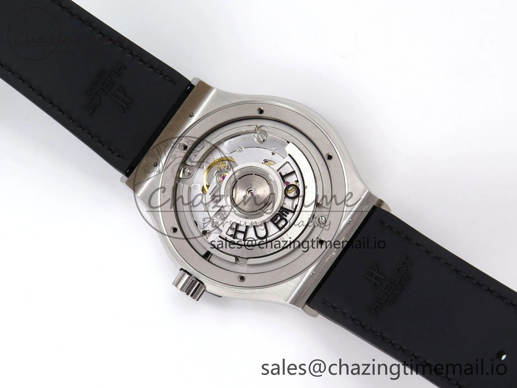 Classic Fusion 42mm SS JJF 1:1 Best Edition Black Dial on Black Gummy Leather Strap