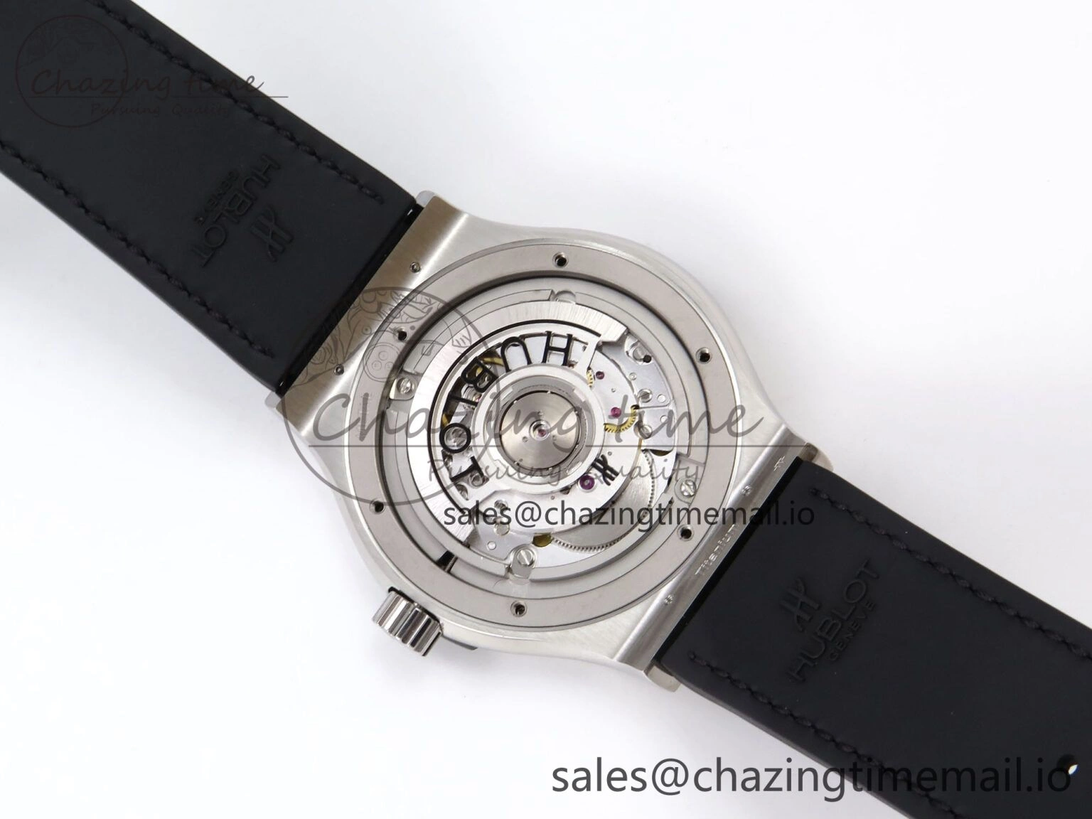 Classic Fusion 42mm SS JJF 1:1 Best Edition Black Dial on Black Gummy Leather Strap