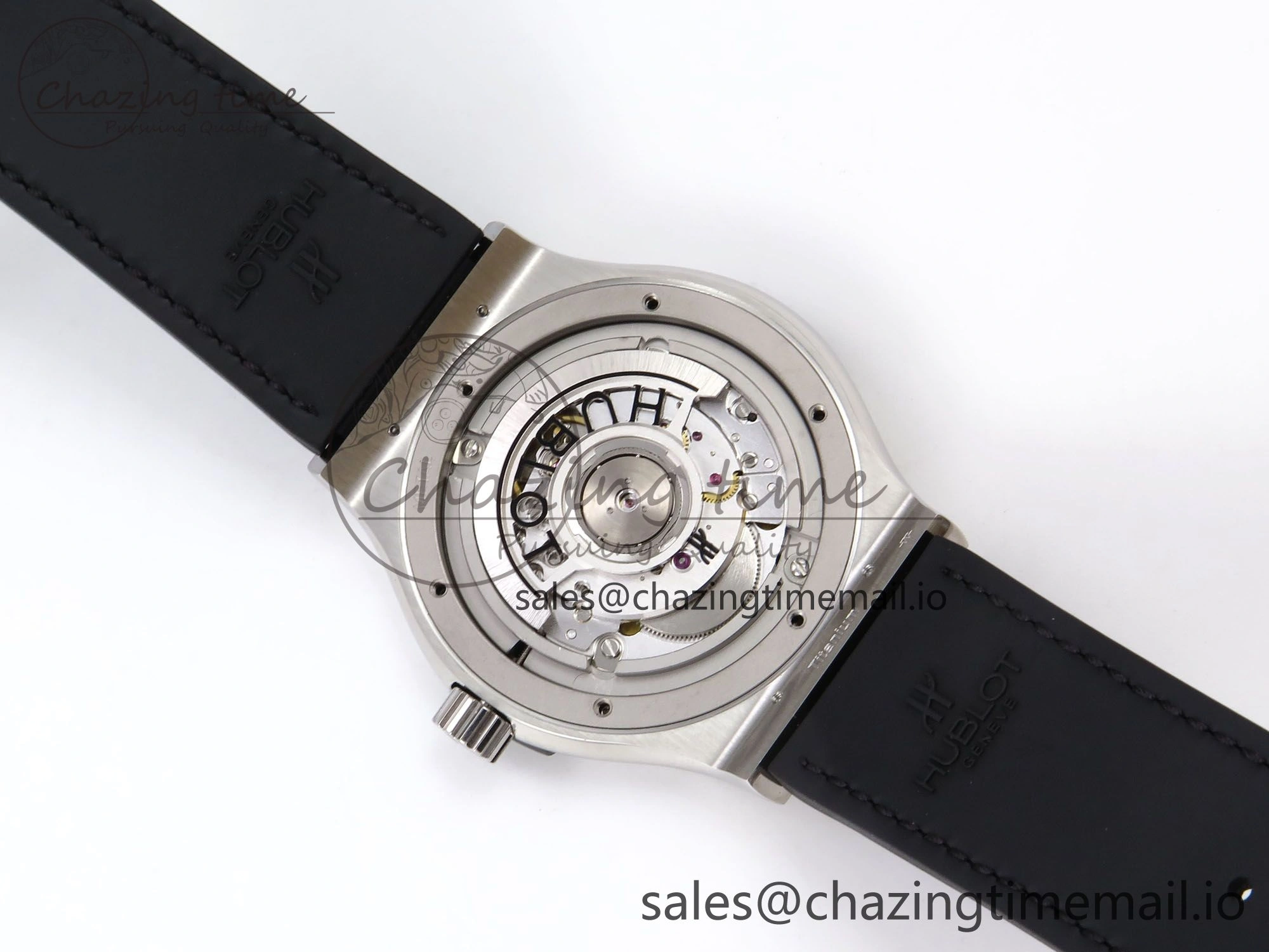 Classic Fusion 42mm SS JJF 1:1 Best Edition Black Dial on Black Gummy Leather Strap