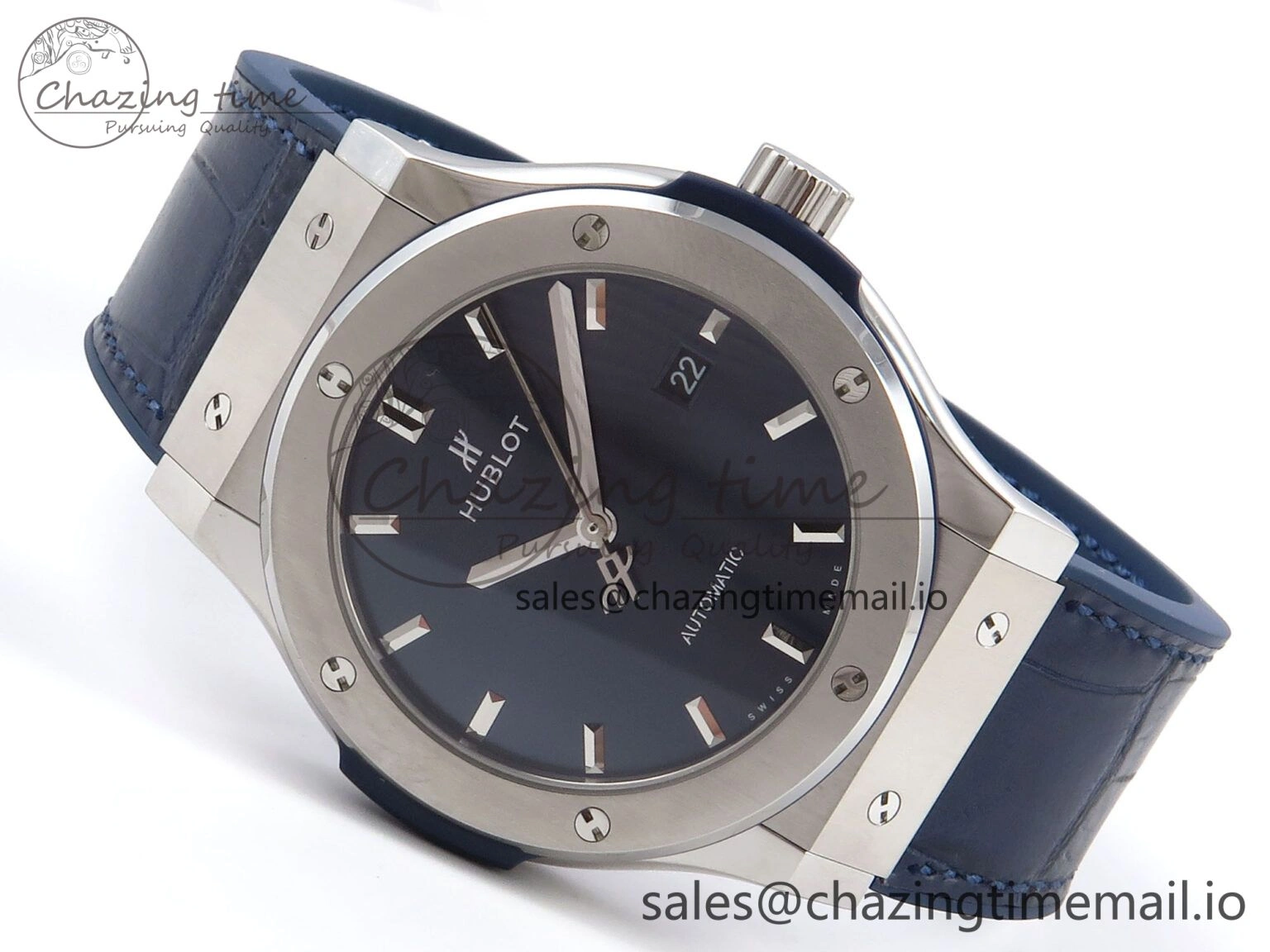 Classic Fusion 42mm SS JJF 1:1 Best Edition Blue Dial on Blue Gummy Leather Strap