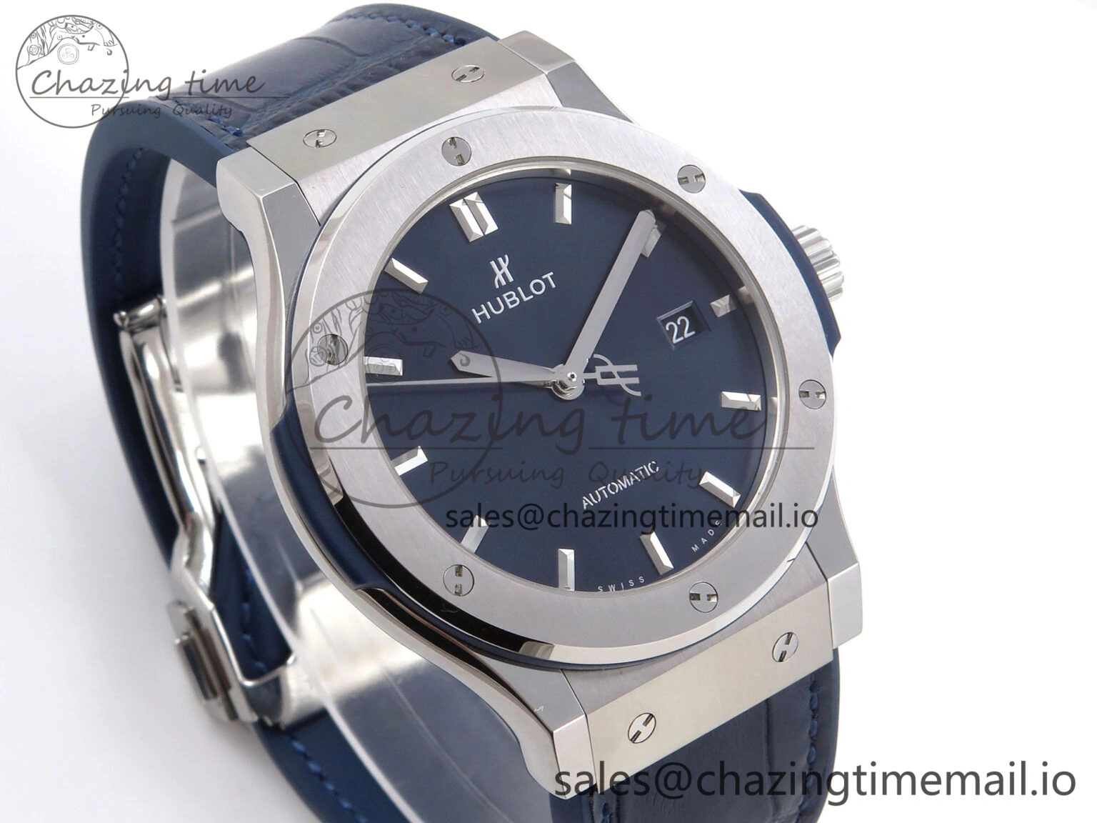Classic Fusion 42mm SS JJF 1:1 Best Edition Blue Dial on Blue Gummy Leather Strap