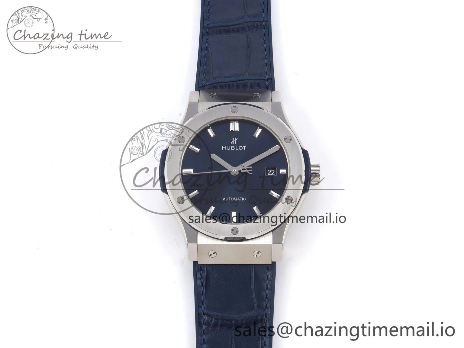 Classic Fusion 42mm SS JJF 1:1 Best Edition Blue Dial on Blue Gummy Leather Strap
