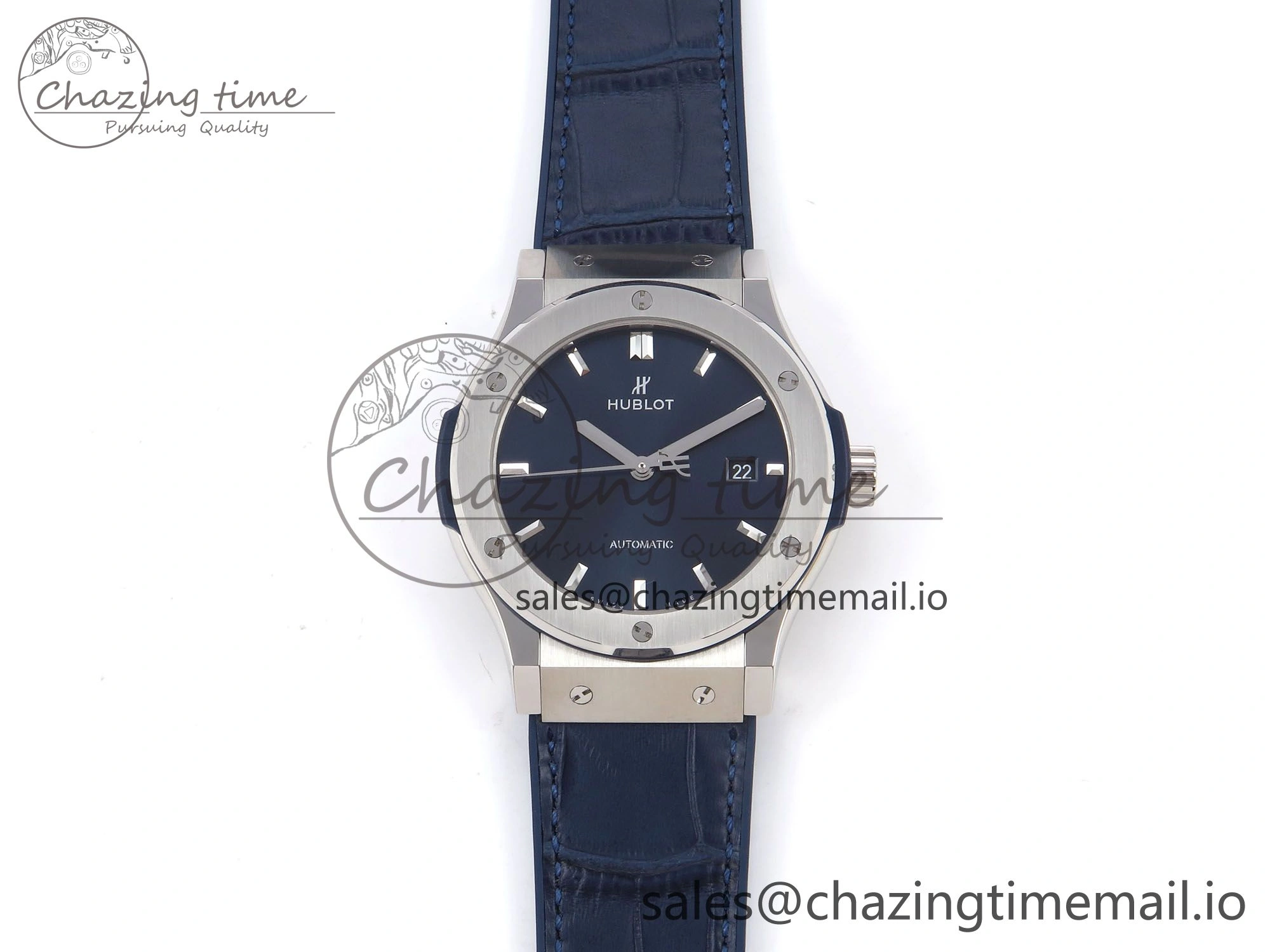 Classic Fusion 42mm SS JJF 1:1 Best Edition Blue Dial on Blue Gummy Leather Strap
