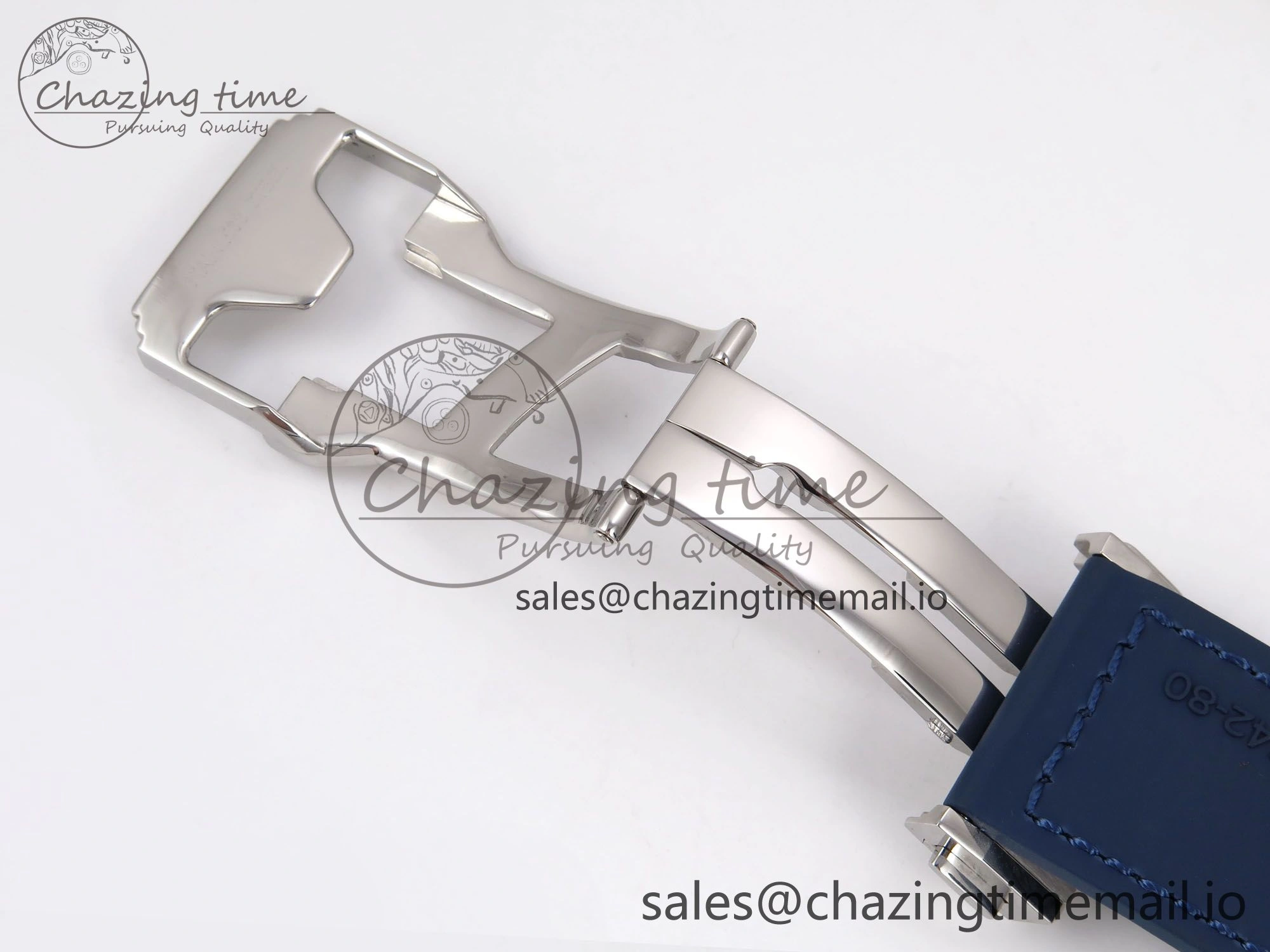 Classic Fusion 42mm SS JJF 1:1 Best Edition Blue Dial on Blue Gummy Leather Strap