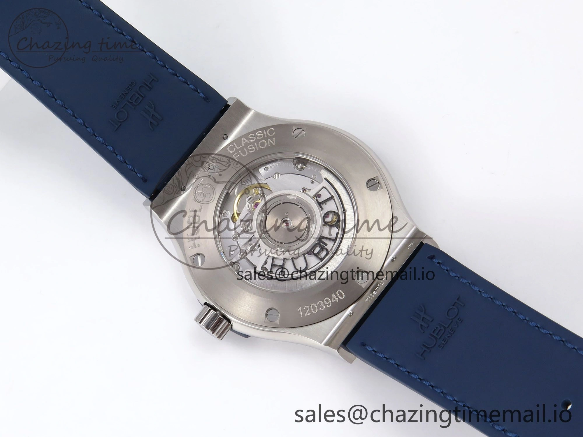 Classic Fusion 42mm SS JJF 1:1 Best Edition Blue Dial on Blue Gummy Leather Strap