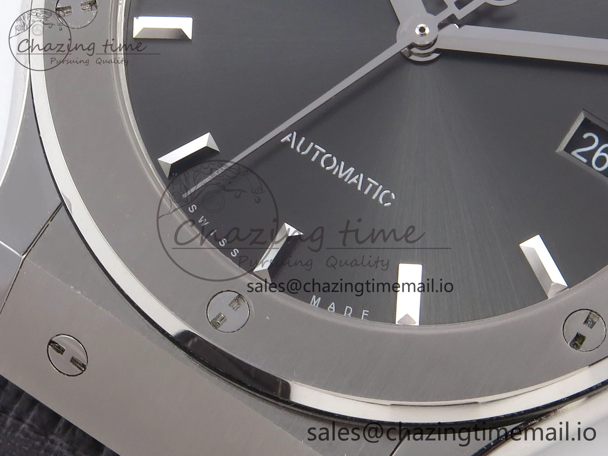 Classic Fusion 42mm SS JJF 1:1 Best Edition Gray Dial on Black Gummy Leather Strap