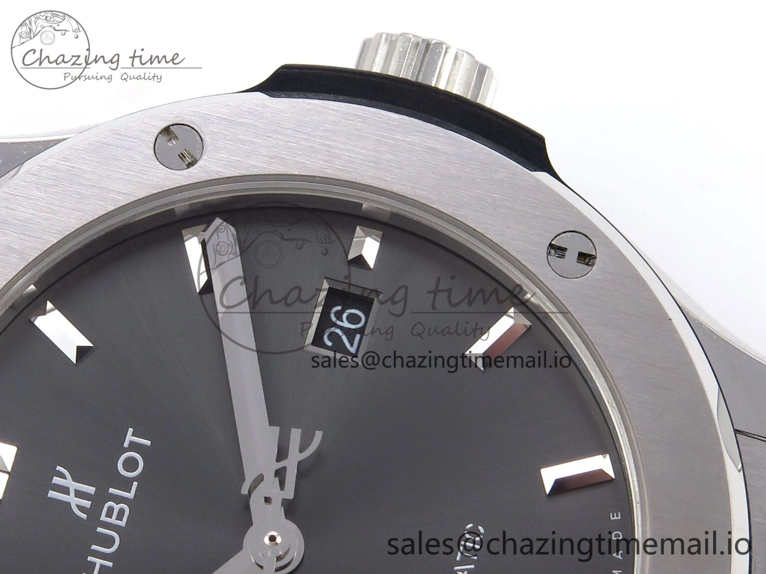 Classic Fusion 42mm SS JJF 1:1 Best Edition Gray Dial on Black Gummy Leather Strap