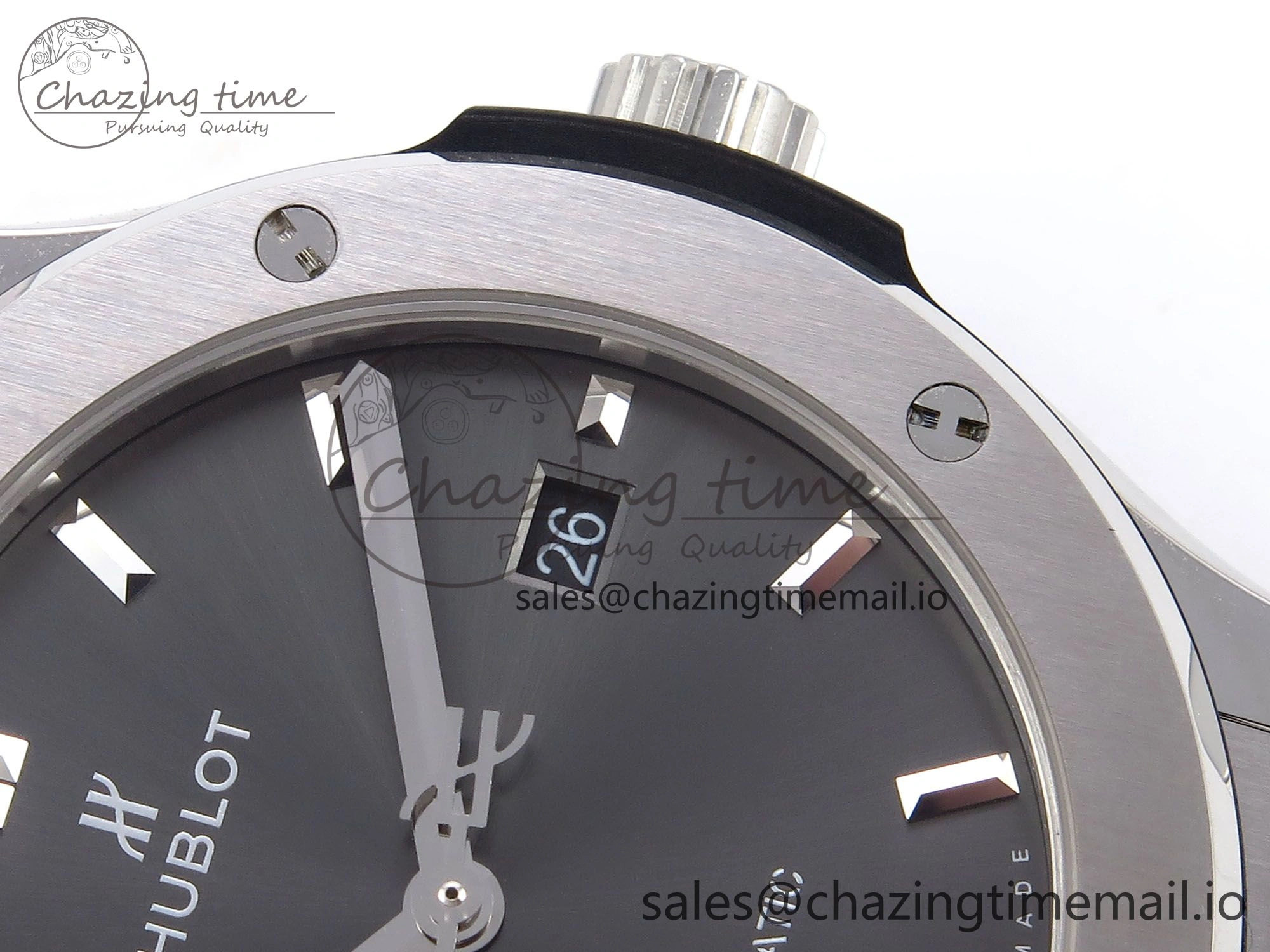 Classic Fusion 42mm SS JJF 1:1 Best Edition Gray Dial on Black Gummy Leather Strap