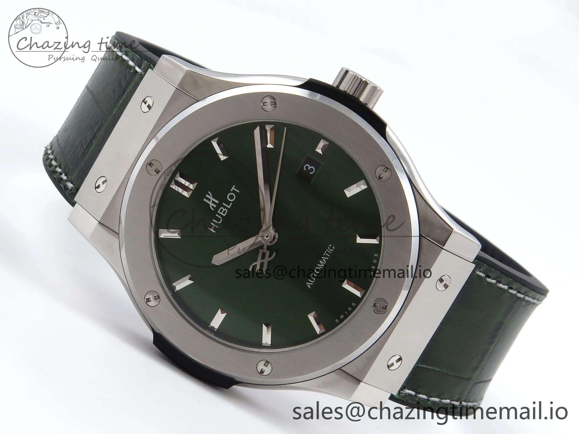 Classic Fusion 42mm SS JJF 1:1 Best Edition Green Dial on Green Gummy Leather Strap
