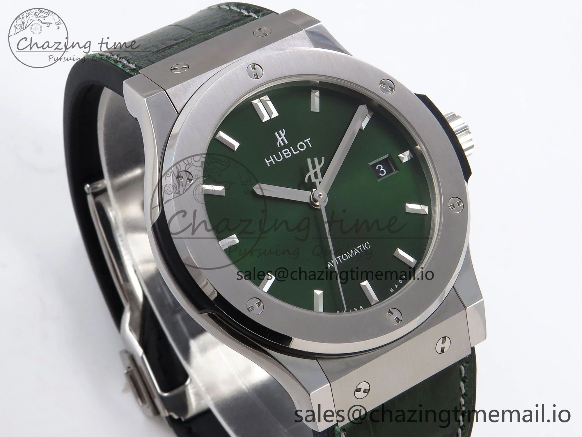 Classic Fusion 42mm SS JJF 1:1 Best Edition Green Dial on Green Gummy Leather Strap