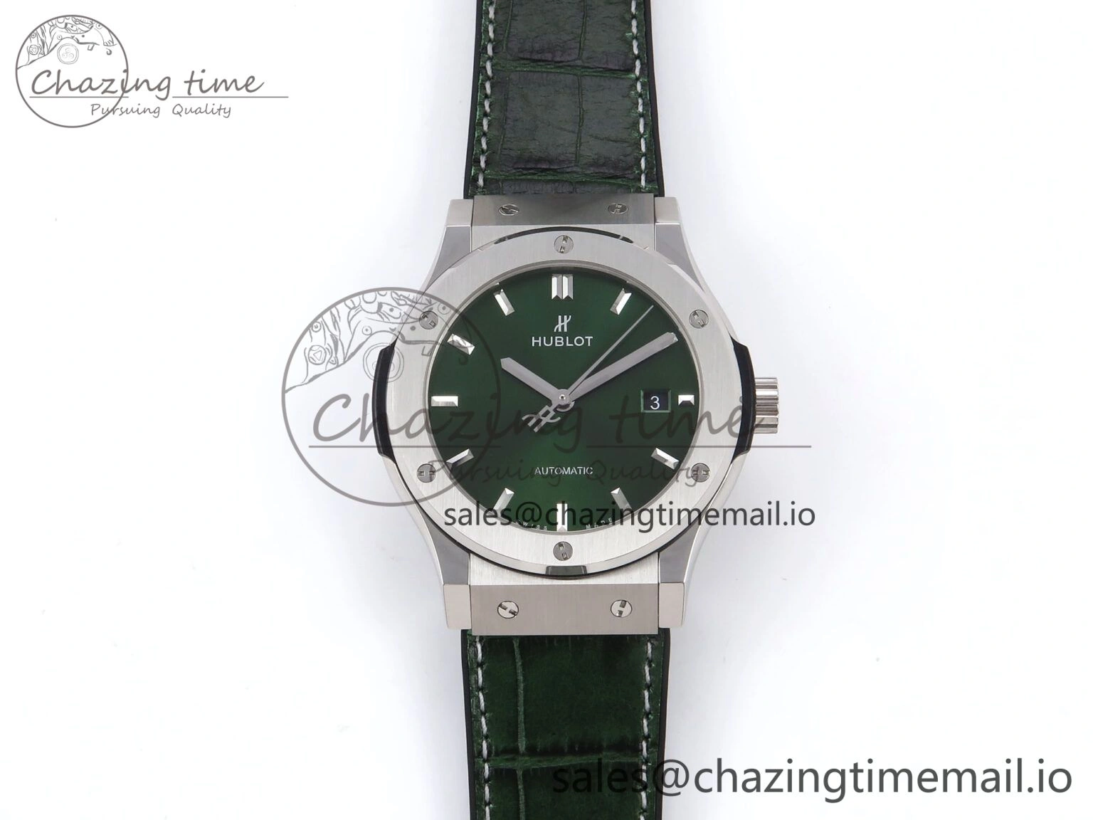 Classic Fusion 42mm SS JJF 1:1 Best Edition Green Dial on Green Gummy Leather Strap