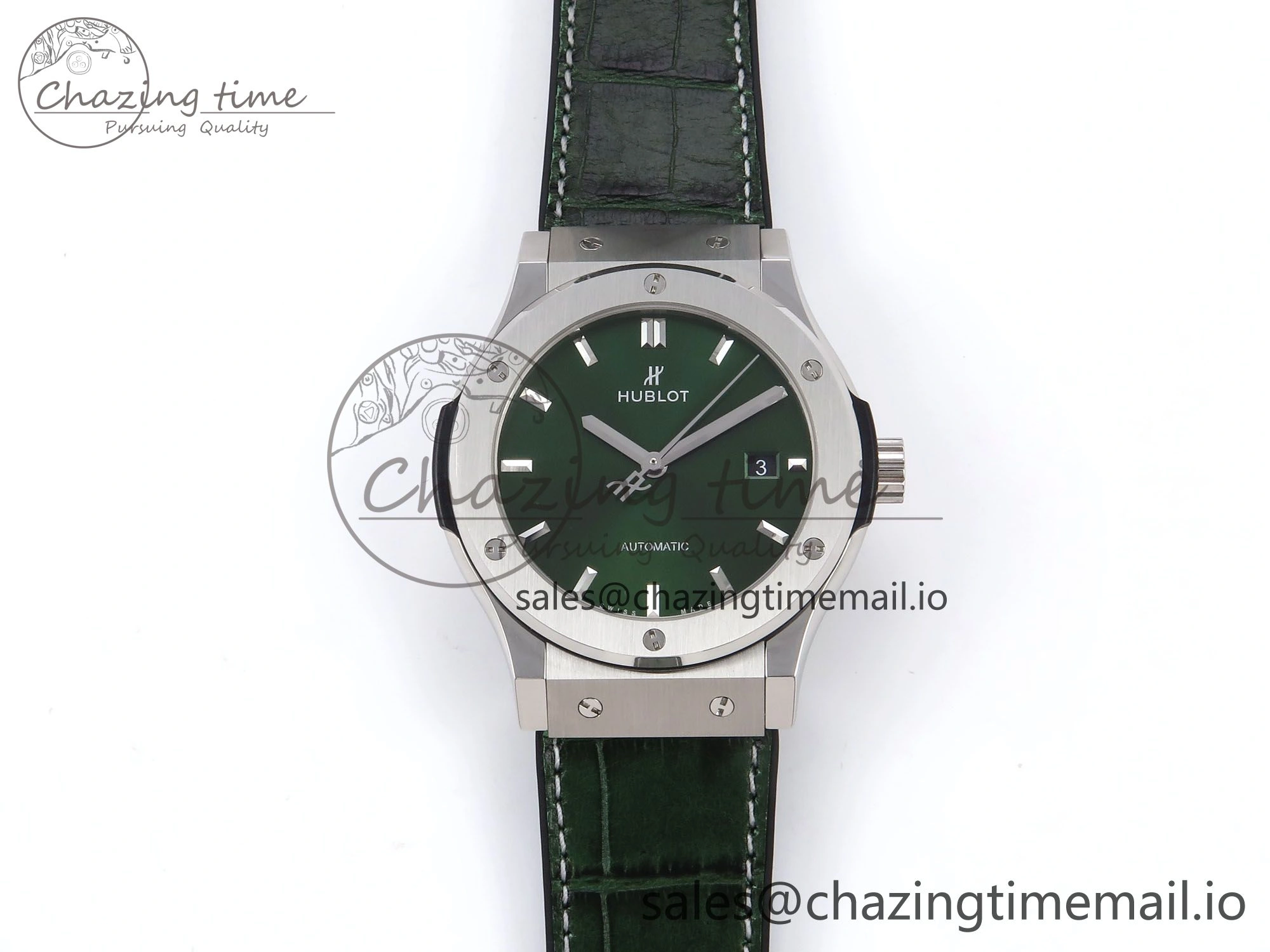 Classic Fusion 42mm SS JJF 1:1 Best Edition Green Dial on Green Gummy Leather Strap