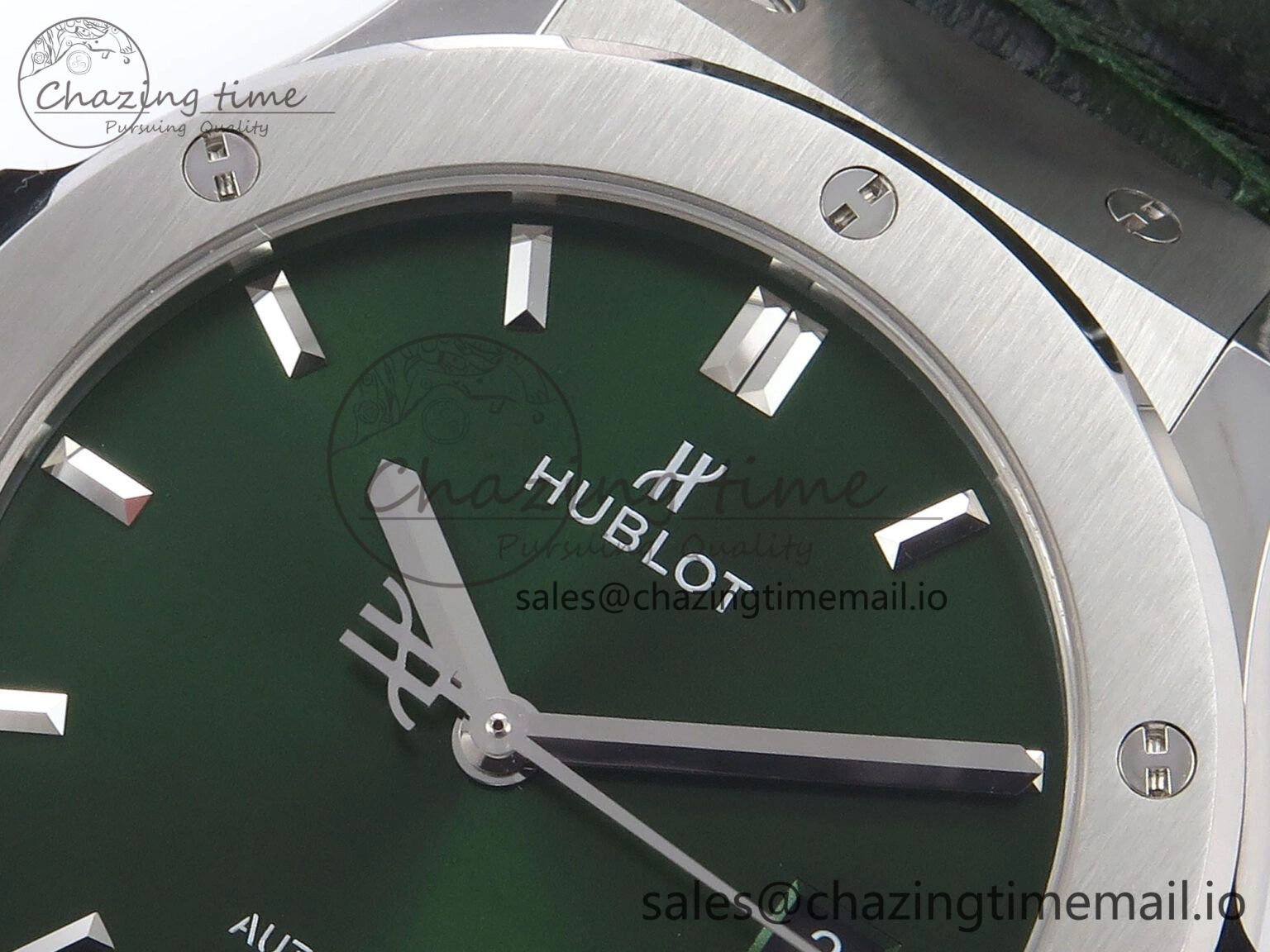 Classic Fusion 42mm SS JJF 1:1 Best Edition Green Dial on Green Gummy Leather Strap