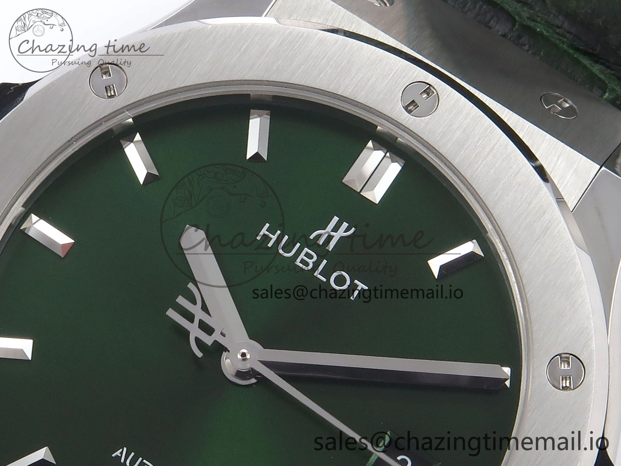 Classic Fusion 42mm SS JJF 1:1 Best Edition Green Dial on Green Gummy Leather Strap