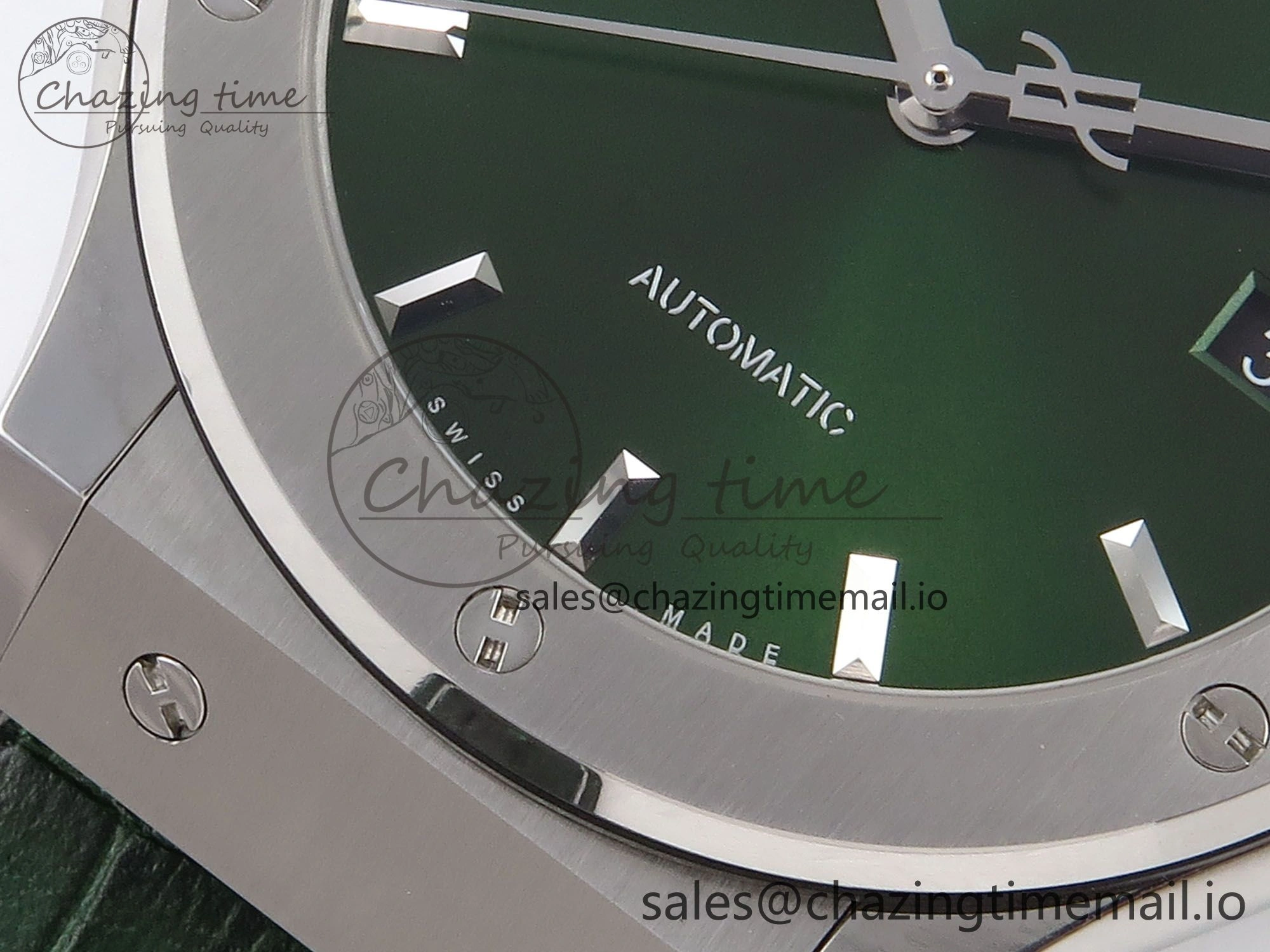 Classic Fusion 42mm SS JJF 1:1 Best Edition Green Dial on Green Gummy Leather Strap