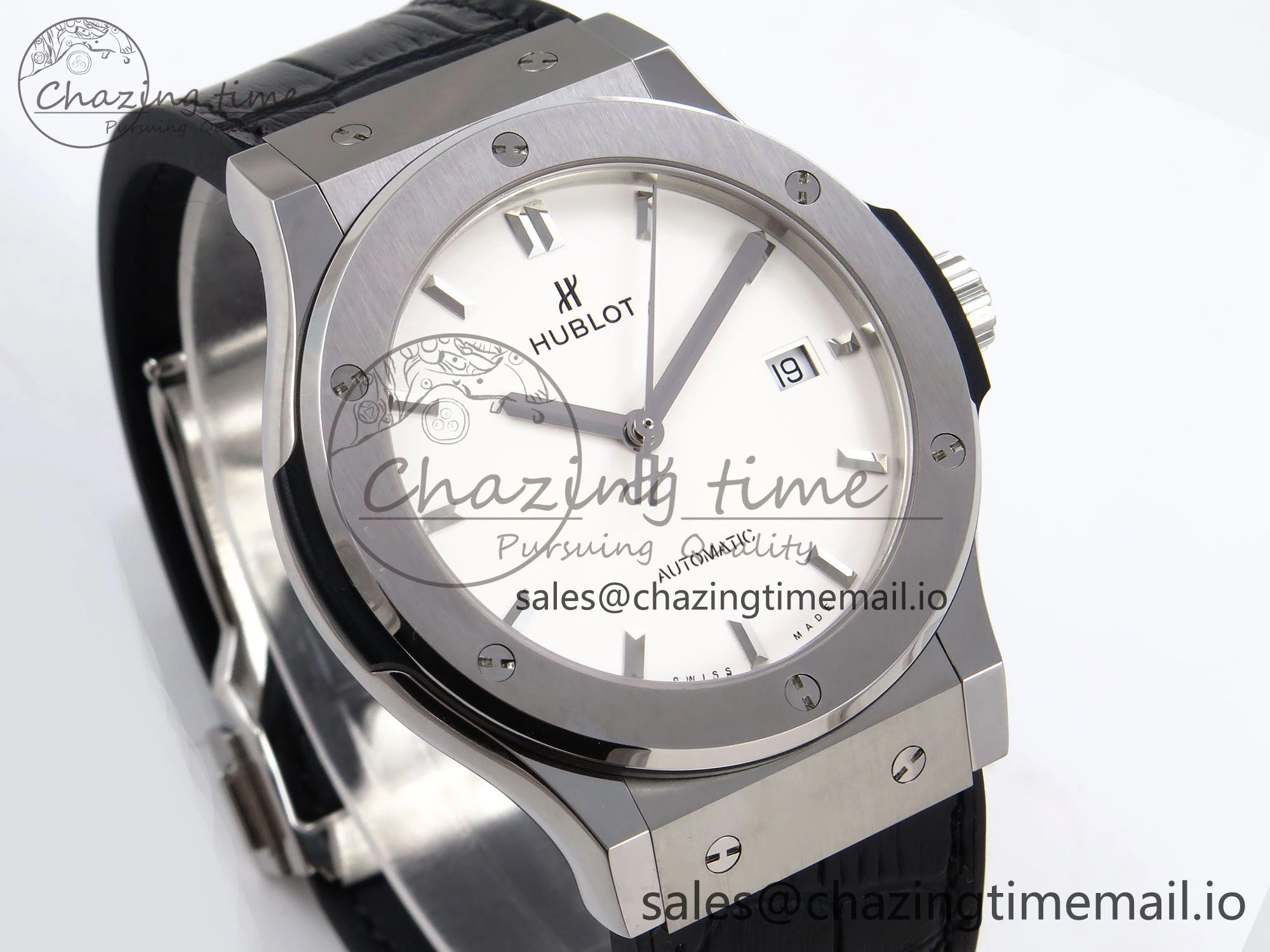 Classic Fusion 42mm SS JJF 1:1 Best Edition White Dial on Black Gummy Leather Strap