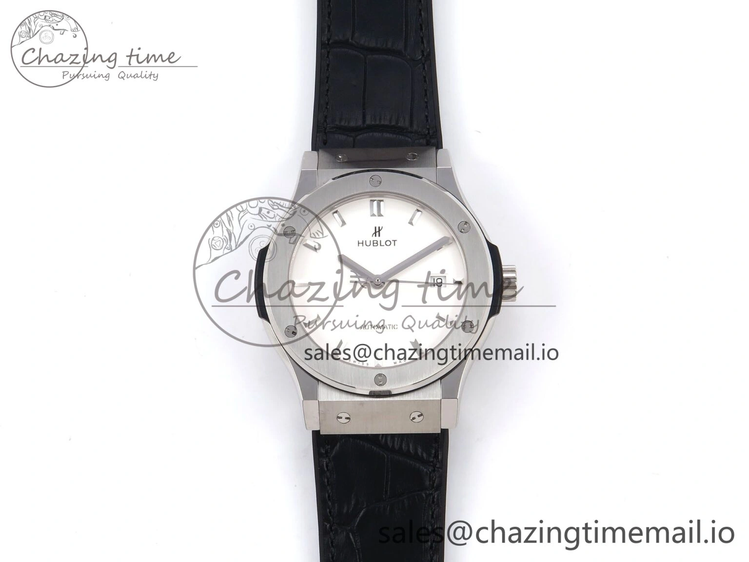 Classic Fusion 42mm SS JJF 1:1 Best Edition White Dial on Black Gummy Leather Strap